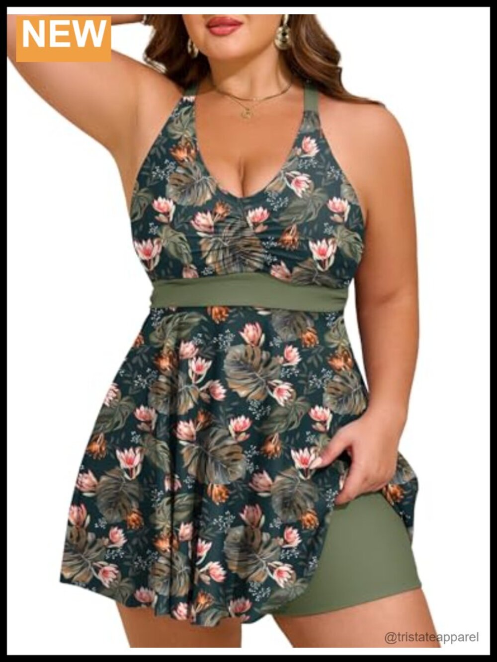 Plus Size Tankini Swimsuits for Women 2-Piece Tummy Control Bathing Suit